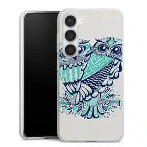 Coque Samsung S23 Hiboux Turquoises, Collection Animaux