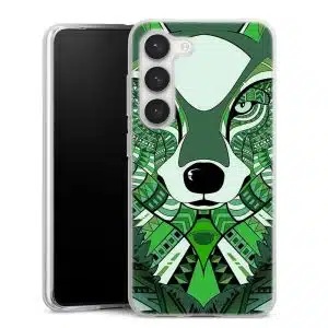 Coque Samsung S23 Loup Vert Azteque, Collection Animaux