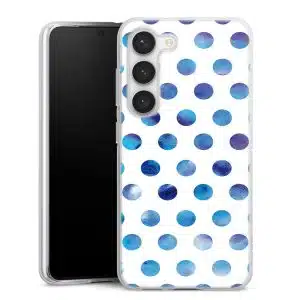 Coque Samsung S23 Pois Bleu , Collection Abstrait Polka Dots