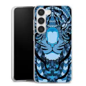 Coque Samsung S23 Tigre bleu, Collection Animaux Azteque