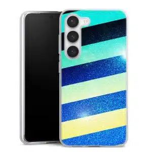 Coque Samsung S23 Striped Colorfull , Collection Abstrait Paillettes