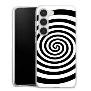 Coque Samsung S23 Vertigo , Collection Abstrait Noir et Blanc Spirale
