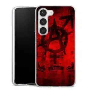 Coque Samsung S23 We are Anarchy , Collection Abstrait Rouge et Noir