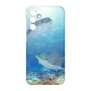 coque telephone design animal pour Samsung A15 dauphins heureux
