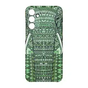 coque telephone design animal pour Samsung A15 elephant vert azteque