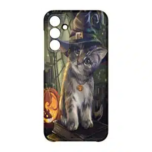 coque telephone design animal pour Samsung A15 chat halloween