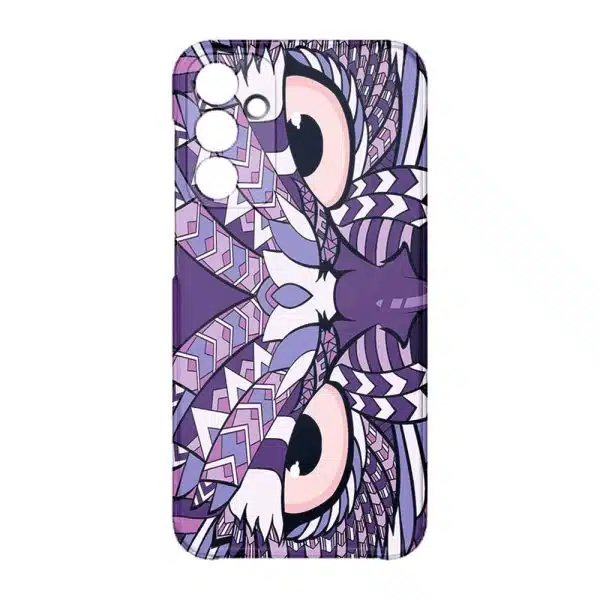 coque telephone design animal pour Samsung A15 hibou violet