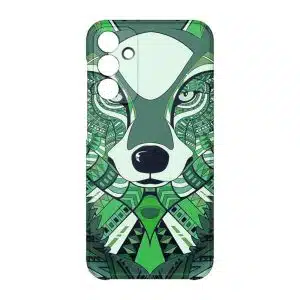 coque telephone design animal pour Samsung A15 loup vert tribal