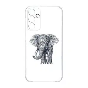 coque telephone design animal pour Samsung A15 elephant dessin blanc