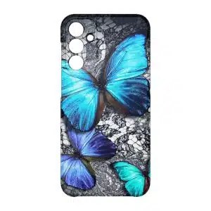 coque telephone design animal pour Samsung A15 papillon turquoise