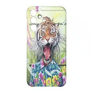 coque telephone design animal pour Samsung A15 Tiger Flowers Rigolo